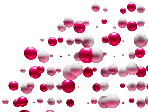 Abstract circle of red and white spheres